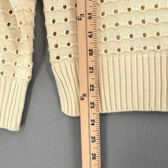 JOIE Open Knit Polo Collar Sweater Womens XS Cream Long Sleeve Knit NEW - Picture 4 of 11